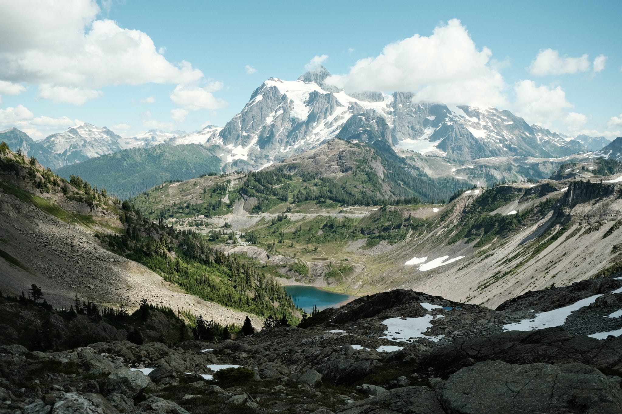 Shuksan and the Cirque — Mount Shuksan towers over a hidden green lake.